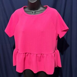 Fuchsia Short Sleeve Peplum Top